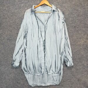 Pilcro Anthropologie Liquid Button Shirt Womens Large Oversized Modal Long Blue